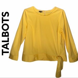 Talbots Stretch Poplin Blouse in Yellow NWT Sz Lg